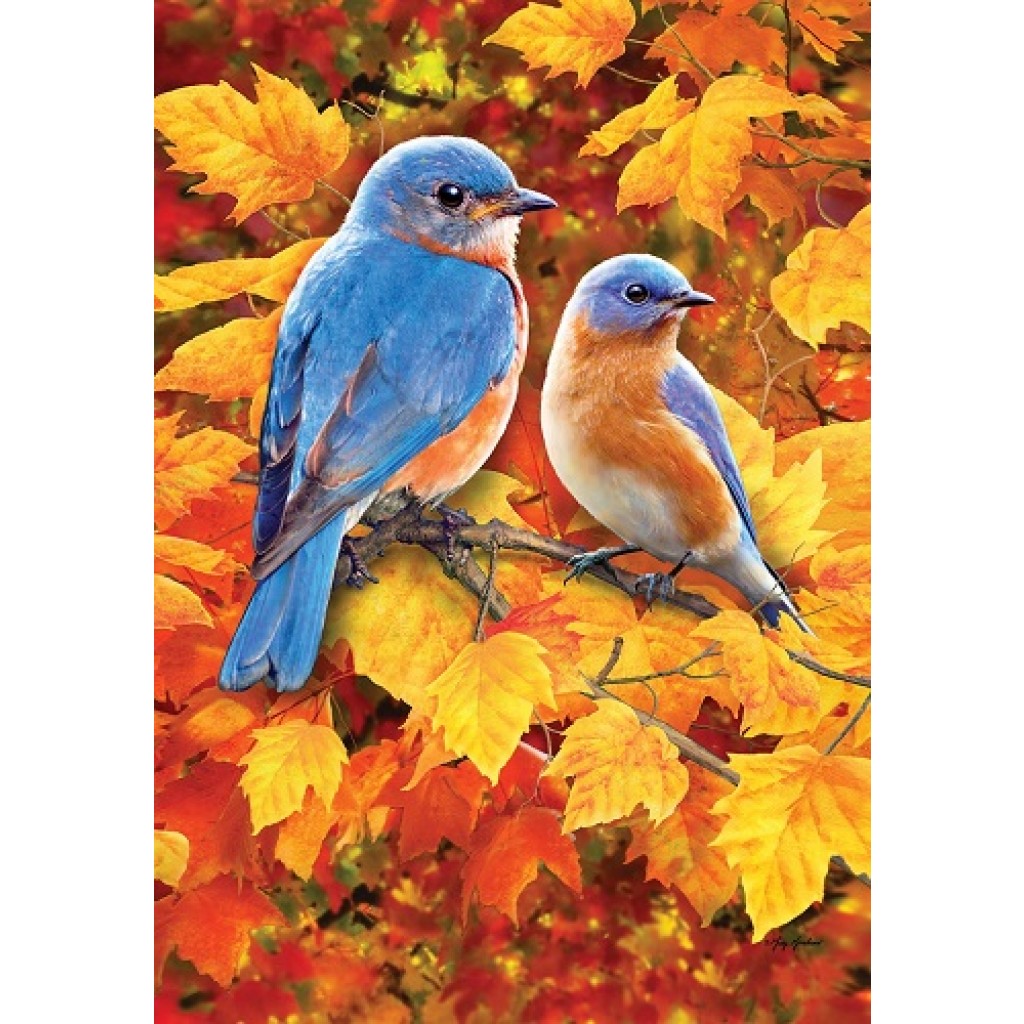 Fall Bluebirds Flag Fall Flags House Flags Garden Flags Bird Flags
