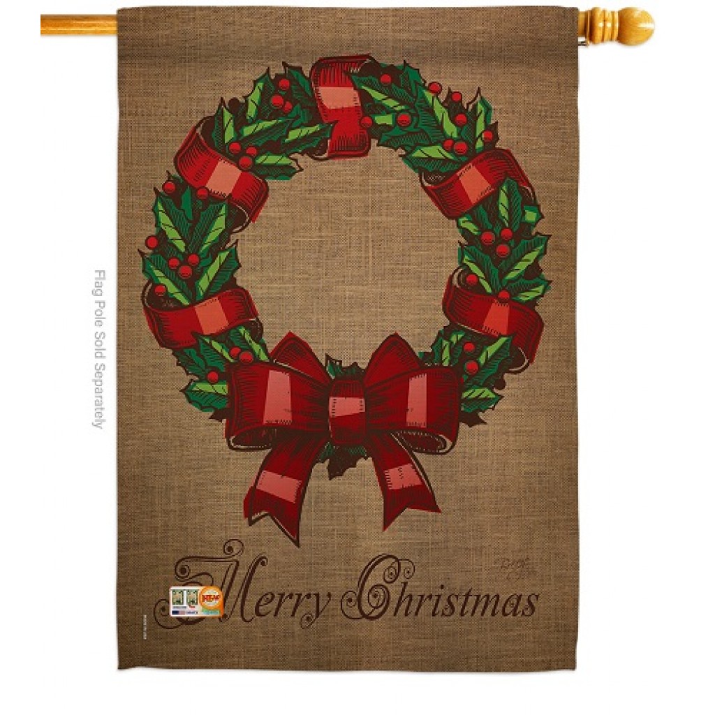 Wreath House Flag Christmas Flags Double Sided Flags Yard Flags