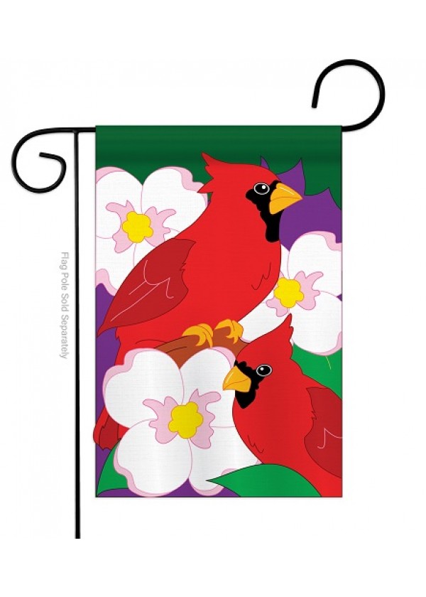 Twin Cardinals House Flag Spring Flags Applique Flags Bird Flags