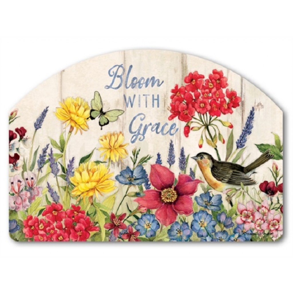 Bloom with Grace Yard Sign Yard Signs Address Plaque Garden Decor