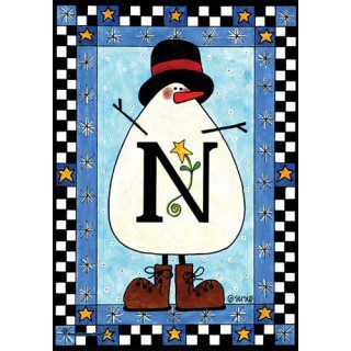 Snowman Monogram-N Flag | Personalized, Clearance, Flags