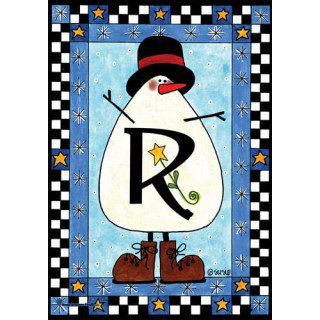 Snowman Monogram-R Flag | Personalized, Clearance, Flags