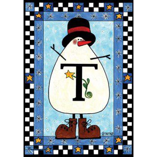 Snowman Monogram-T Flag | Personalized, Clearance, Flags