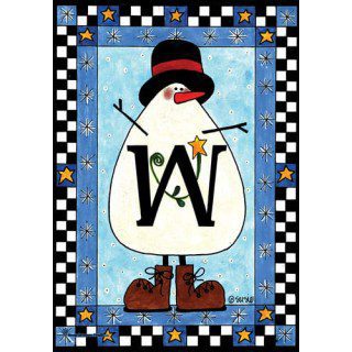 Snowman Monogram-W Flag | Personalized, Clearance, Flags