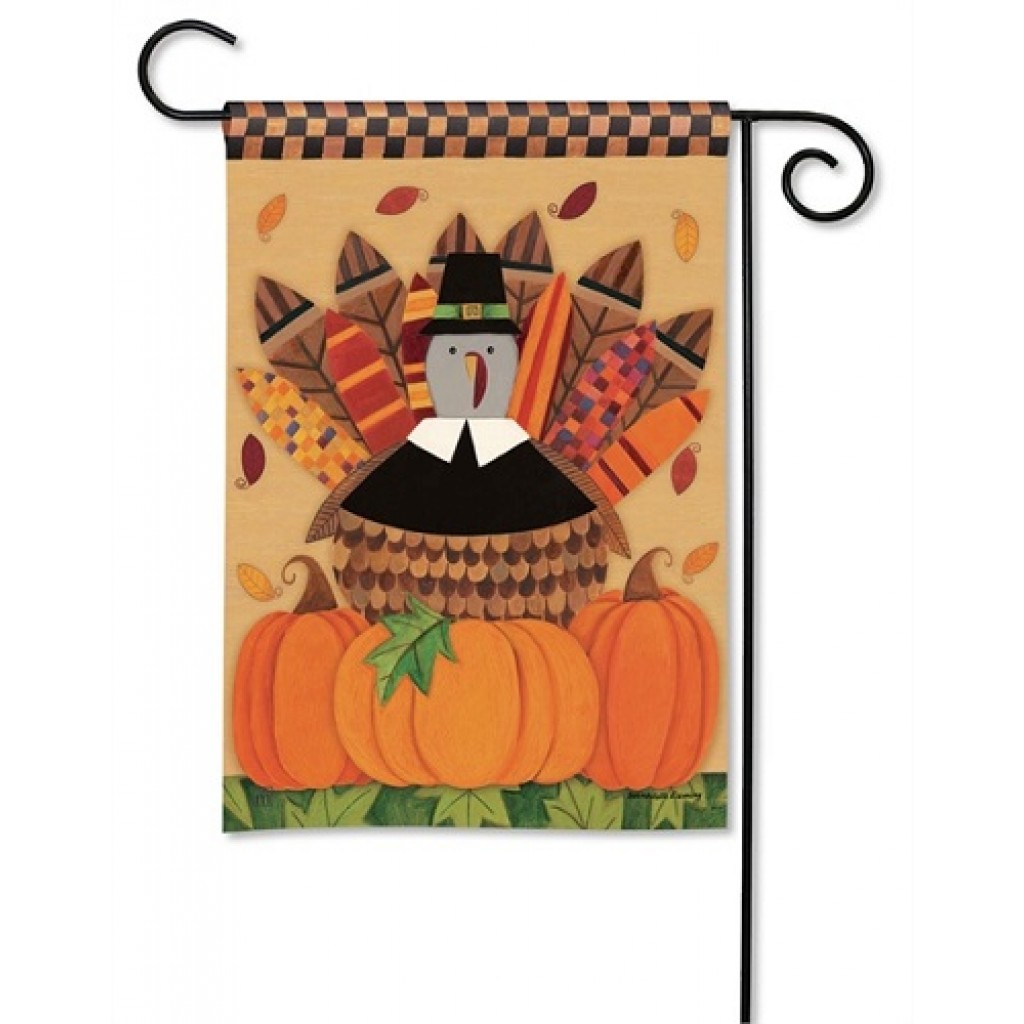 Pilgrim Turkey Garden Flag | Thanksgiving Flags | Holiday Flag | Yard Flag