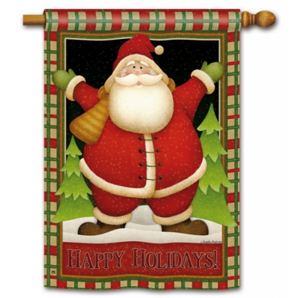 Plaid Santa House Flag | Christmas Flags | Holiday Flags | Yard Flags