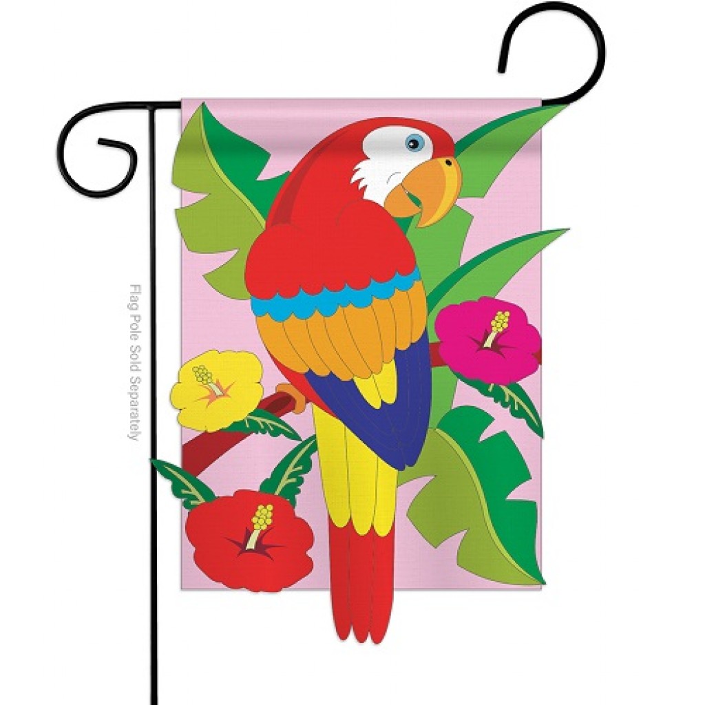 Parrot Garden Flag | Garden Flag | Applique Flags | Bird Flags | Floral ...