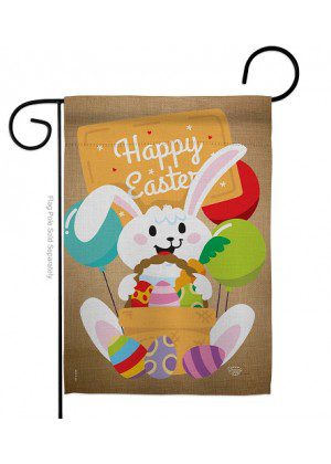 Colorful Happy Easter Egg With Bunny Garden Flag | Easter, Flags