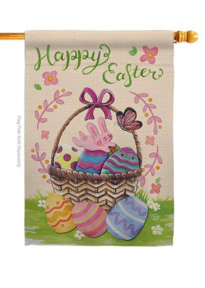 Happy Easter Colorful Basket Eggs House Flag | Easter, Flags