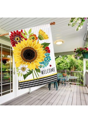 Sunflower Checks House Flag | Farmhouse, Floral, House, Flags