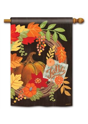 Grapevine Wreath House Flag | Fall, Floral, Outdoor, House, Flags