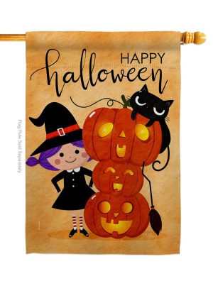Playful Witch House Flag | Halloween, Double Sided, House Flags