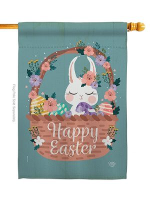 Bunny in Basket House Flag | Easter, Double Sided, House, Flags