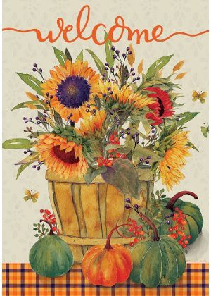 Sunflower Basket Flag | Fall, Welcome, Floral, Decorative, Flags