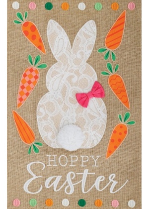 Bunny & Carrots Flag | Burlap, Easter, Two Sided, Garden, Flags