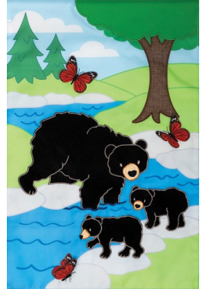 Bear Family Flag | Applique Flags | Animal Flags | Garden Flags