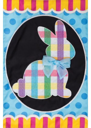 Checked Bunny Flag | Applique Flags | Easter Flags | Garden Flags