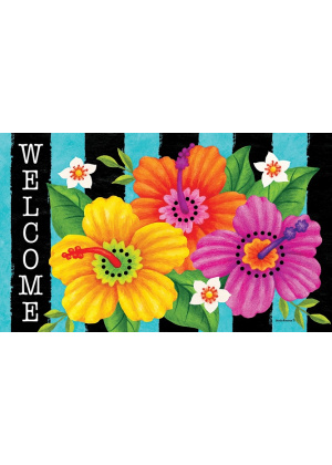 Hibiscus Stripe Doormat | Decorative Doormats | MatMates