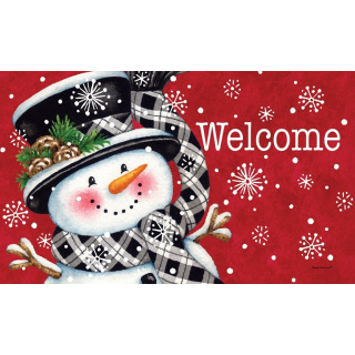 Black & Red Snowman Doormat | Decorative Doormats | MatMates