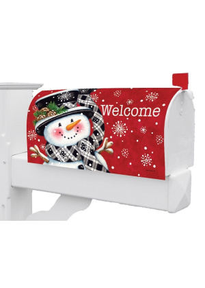 Black & Red Snowman Mailbox Cover | Magnetic Mailbox Covers