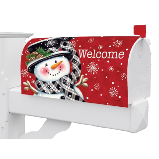 Black & Red Snowman Mailbox Cover | Magnetic Mailbox Covers