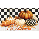 Checkered Pumpkin Doormat | Decorative Doormats | MatMates