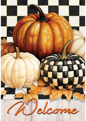 Checkered Pumpkin Flag | Fall Flag | Two Sided Flags | Cool Flags