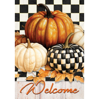 Checkered Pumpkin Flag | Fall Flag | Two Sided Flags | Cool Flags