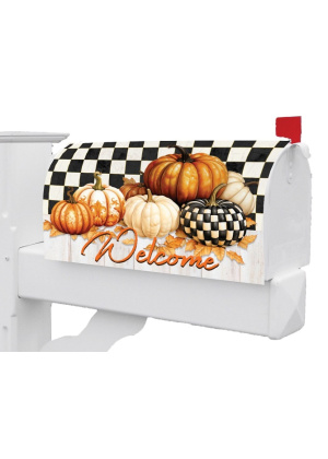 Checkered Pumpkin Mailbox Cover | Mailbox Cover | Mailbox Wrap