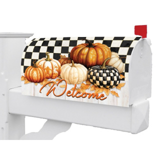 Checkered Pumpkin Mailbox Cover | Mailbox Cover | Mailbox Wrap