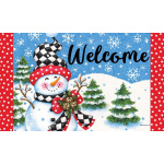 Checkered Snowman Doormat | Decorative Doormats | MatMates