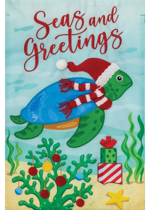 Christmas Turtle Flag | Applique Flags | Christmas Flags | Cool Flag