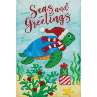 Christmas Turtle Flag | Applique Flags | Christmas Flags | Cool Flag