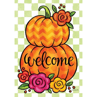 Floral Pumpkins Flag | Fall Flag | Two Sided Flags | Welcome Flags