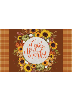 Give Thanks Wreath Doormat | Decorative Doormats | MatMates