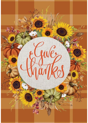 Give Thanks Wreath Flag | Two Sided Flag | Thanksgiving Flags