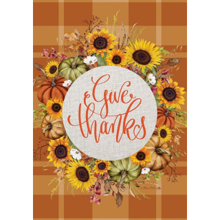 Give Thanks Wreath Flag | Two Sided Flag | Thanksgiving Flags