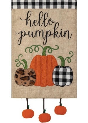 Hello Pumpkin Burlap Flag | Burlap Flags | Fall Flags | Cool Flags