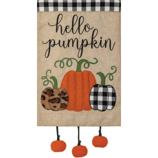 Hello Pumpkin Burlap Flag | Burlap Flags | Fall Flags | Cool Flags