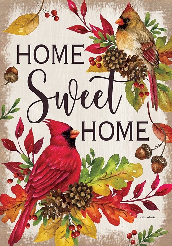 Home Sweet Cardinal Flag | Fall Flag | Two Sided Flags | Bird Flag