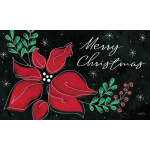 Poinsettia on Black Doormat | Decorative Doormats | MatMates