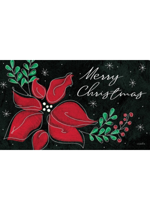 Poinsettia on Black Doormat | Decorative Doormats | MatMates