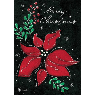 Poinsettia on Black Flag | Two Sided Flags | Christmas Flags