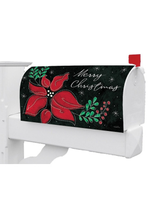 Poinsettia on Black Mailbox Cover | Mailbox Covers | Mailbox Wrap