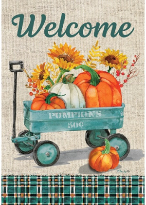 Pumpkin Wagon Flag | Fall Flag | Two Sided Flags | Welcome Flag