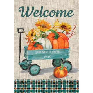 Pumpkin Wagon Flag | Fall Flag | Two Sided Flags | Welcome Flag