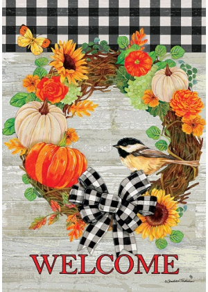 Pumpkin Wreath Flag | Fall Flag | Two Sided Flags | Welcome Flag