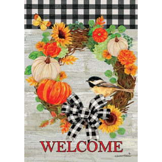 Pumpkin Wreath Flag | Fall Flag | Two Sided Flags | Welcome Flag