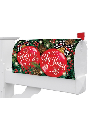 Red Ornaments Mailbox Cover | Mailbox Covers | Mailbox Wraps