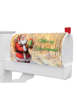 Santa on Gold Mailbox Cover | Mailbox Covers | Mailbox Wraps